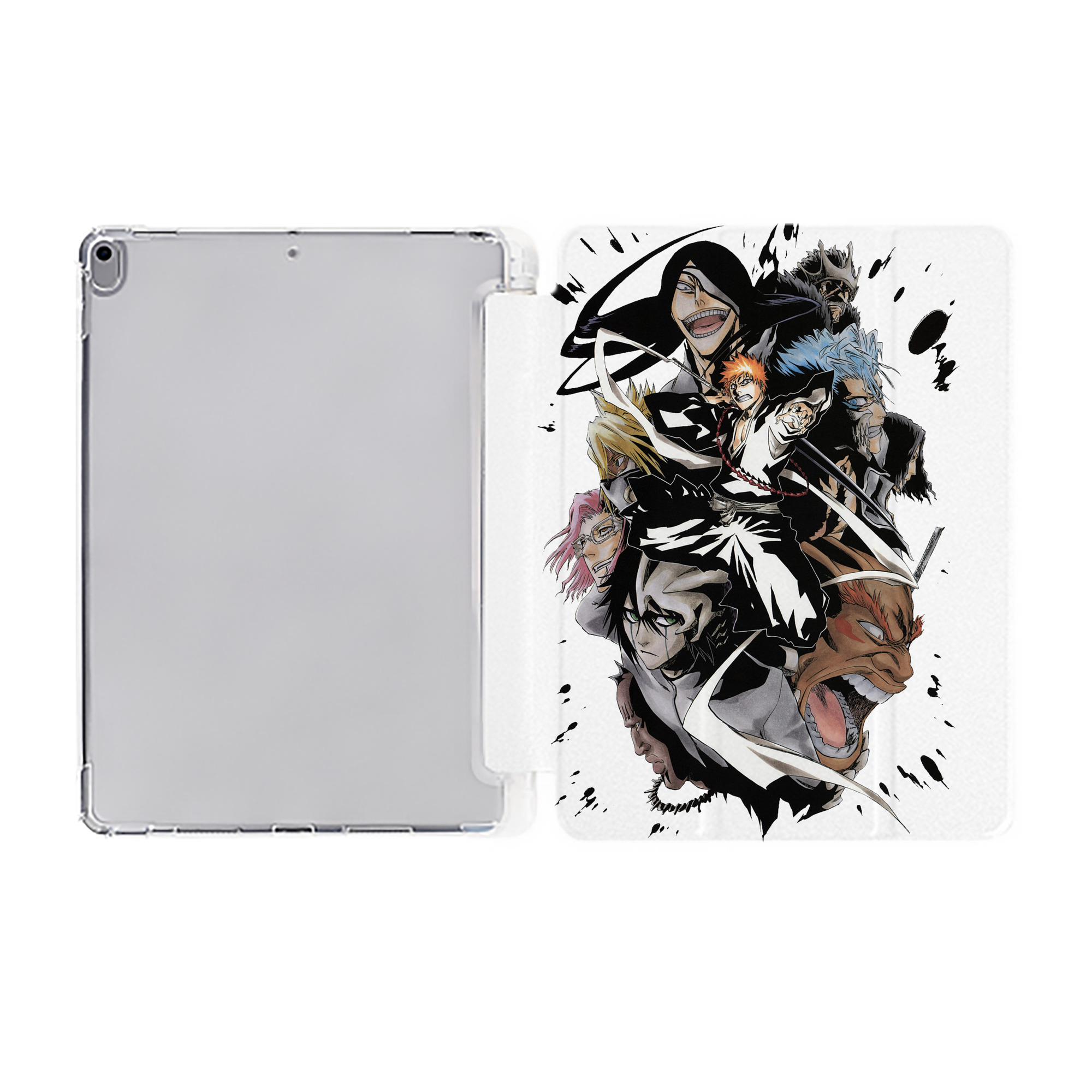 （画像用） ブリーチ 黒崎一護（くろさき いちご）BLEACH Kurosaki Ichigo IPad ケース ペン収納付き 三つ折りスタンド PUレザー×シリコン 対応機種9.5/10.5/10.9インチ